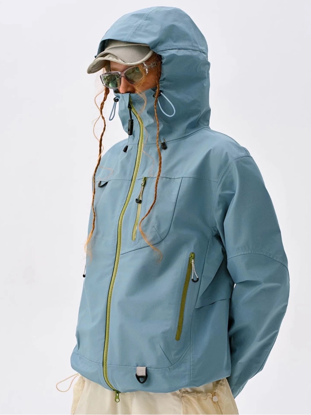 GONGGAR AshNest - Unisex Windproof & Waterproof Hard Shell Jacket in Sky Blue - Picture 5 of 14